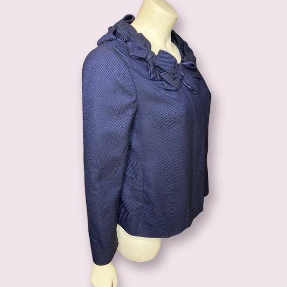 Rebecca Taylor Navy Wool Bow Collar Jacket - Picture 4 of 7